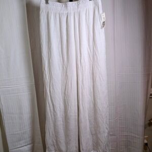 New Directions White Essential Soft Pants Women's Size S‎ Wide Leg Beach Summer